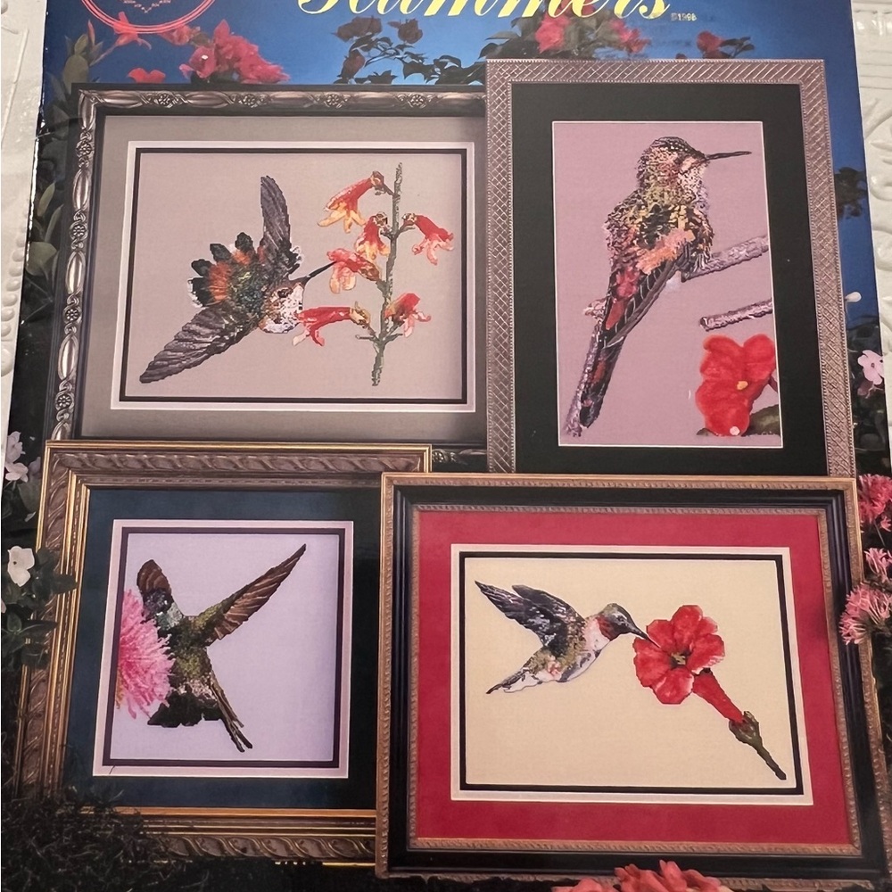 Cross My Heart‎ "Hummers" Cross Stitch Pattern Book Hummingbirds Floral Vintage
